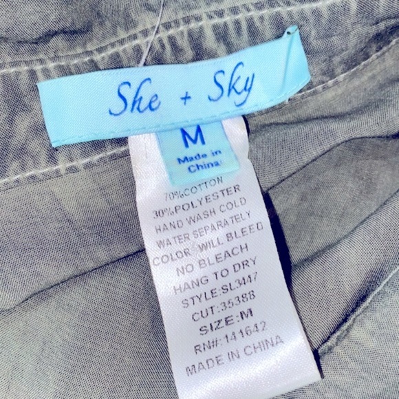 She + Sky green boho top size medium - Picture 4 of 6